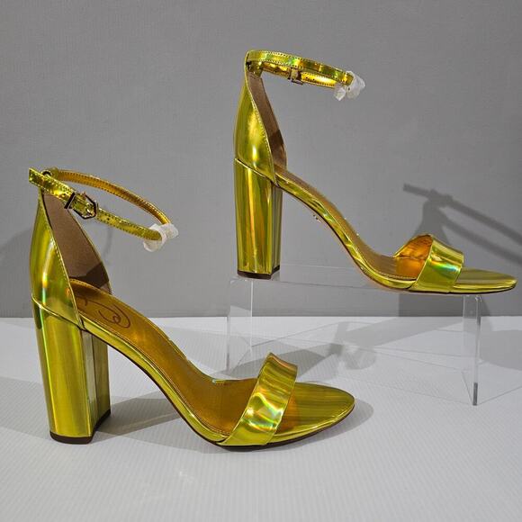 Sam Edelman Yaro Block Heel Sandal Womens 11 Metallic Gold Evening Wedding Party - Picture 3 of 14